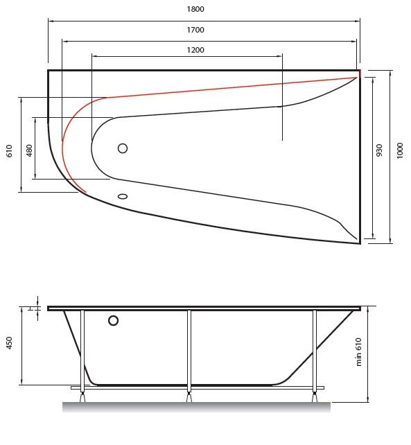 Ванна акриловая  угловая Vayer Boomerang 180x100 правая