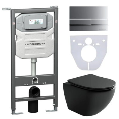 Комплект инсталляция унитаз кнопка Ceramica Nova CN4002MB_1002M_1000