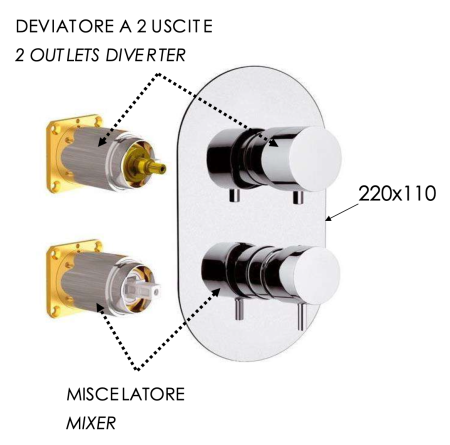Смеситель для душа Daniel Tokyo TK612D3KBDP, золото брашированное
