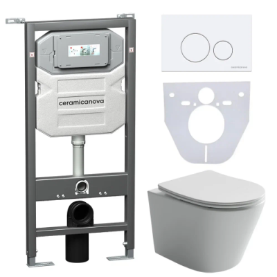 Комплект инсталляция унитаз кнопка Ceramica Nova CN6000_1001W_1000