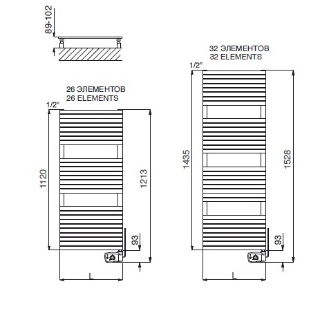 Полотенцесушитель электрический 1120x500 Cordivari Stefania 3581610401112