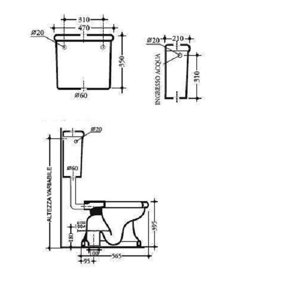 Унитаз с бачком Disegno Ceramica Paolina 7002 P/7003