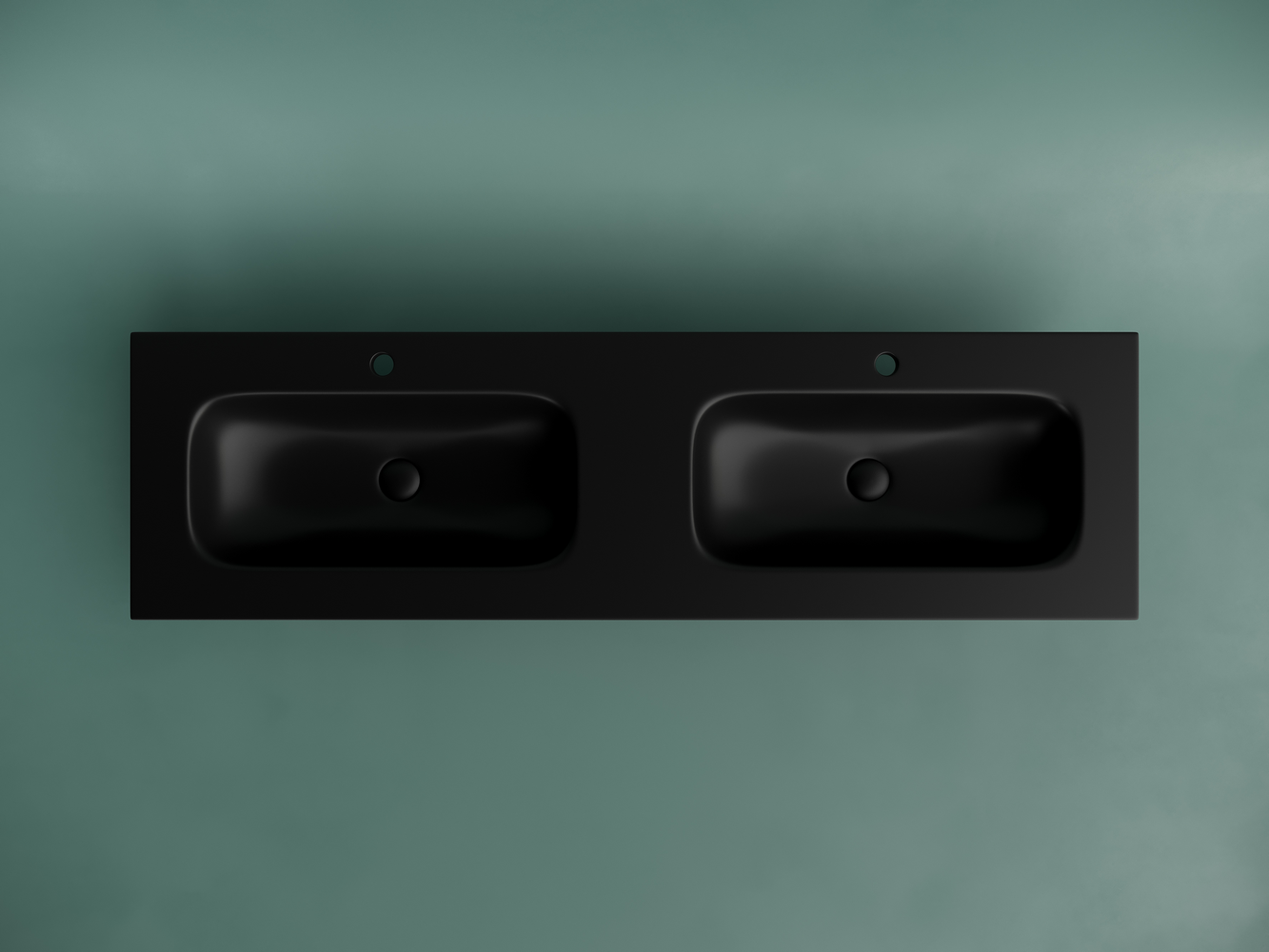 CN7023MB Ceramica Nova Раковина накладная мебельная CERAMICANOVA Grace 1610x457 с двумя чашами, цвет черный матовый CN7023MB