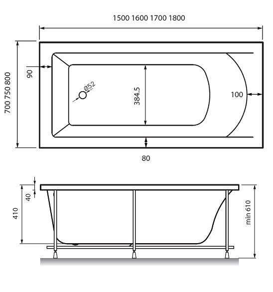 Ванна акриловая Vayer Savero 170x75