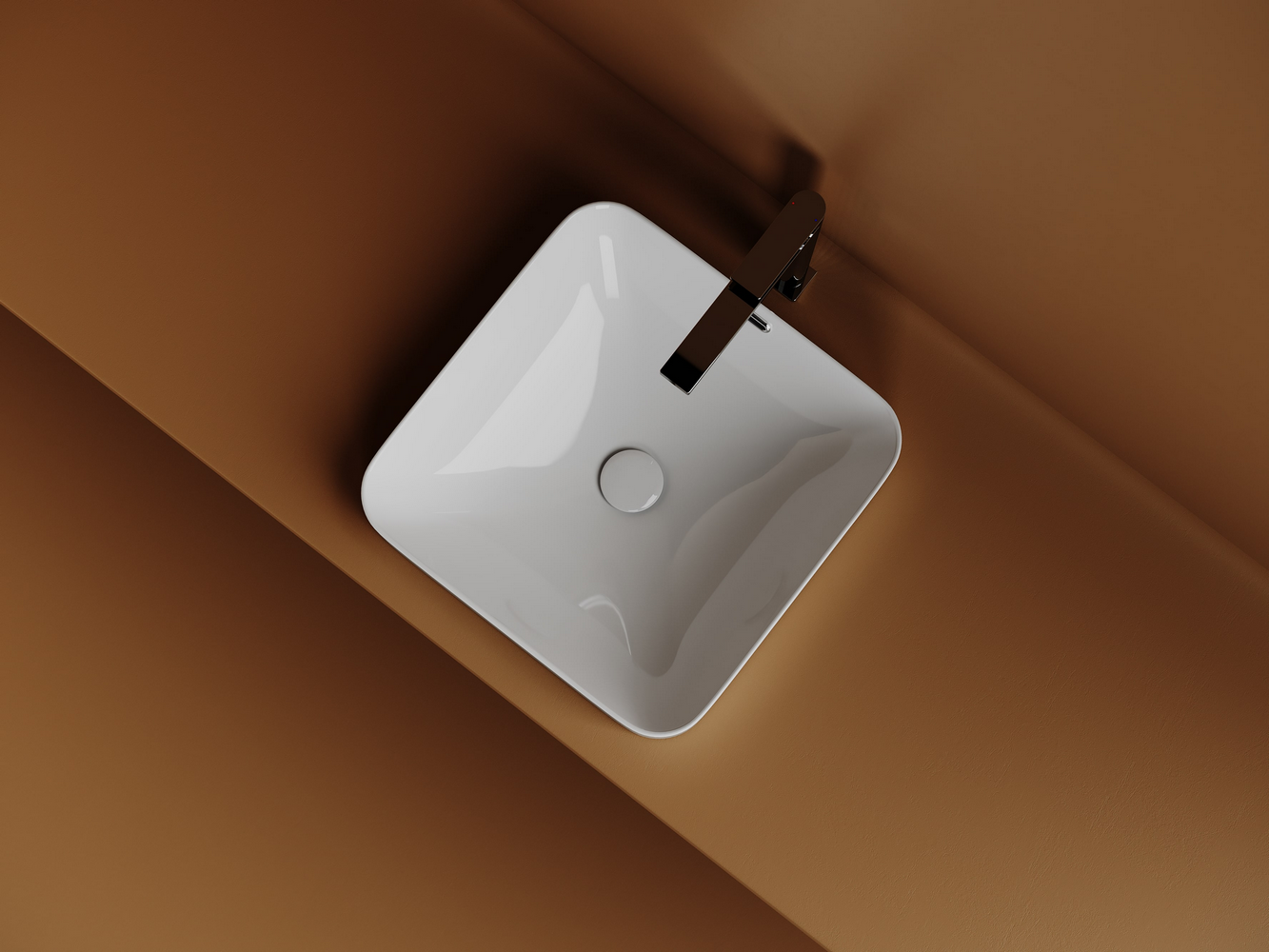 CN6077 Ceramica Nova Раковина встраиваемая сверху CERAMICANOVA Element с отверстием слива - перелива  квадратной формы 438x438x172 мм  цвет белый  арт. CN6077