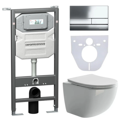 Комплект инсталляция унитаз кнопка Ceramica Nova CN3009_1002CH_1000